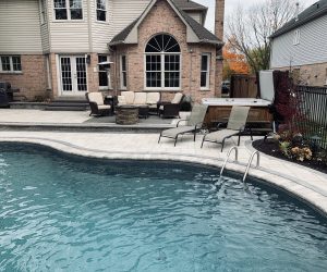Backyard pool with entertaining
