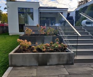 Tiered planting area in back yard