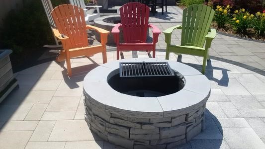 Round fire pit with insert (Rivercrest with Ledgestone coping) Installed price approximately $3900 firepit7_march